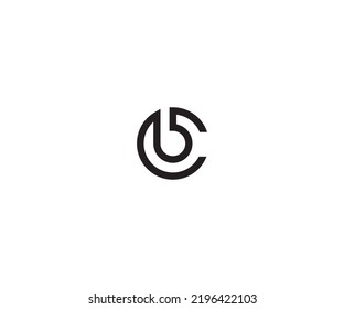 Initial Letter Logo Cb, Bc, B Inside C Rounded Lowercase White Black Background