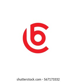initial letter logo cb, bc, b inside c rounded lowercase red flat