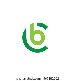 initial letter logo cb, bc, b inside c rounded lowercase green flat