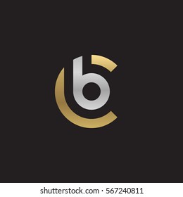 initial letter logo cb, bc, b inside c rounded lowercase logo gold silver