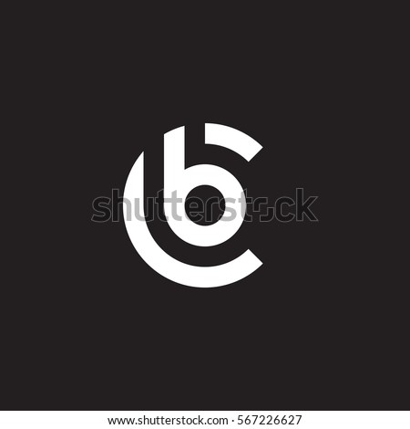 initial letter logo cb, bc, b inside c rounded lowercase white black background