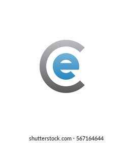 initial letter logo ce, ec, e inside c rounded lowercase blue gray