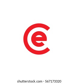 initial letter logo ce, ec, e inside c rounded lowercase red flat