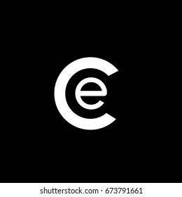 initial letter logo ce, ec, e inside c rounded lowercase white black background