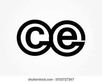 Initial letter logo ce lowercase related in circles black