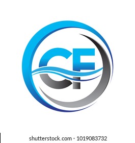 initial letter logo CF company name blue and grey color on circle and swoosh design. vector logotype for business and company identity.

