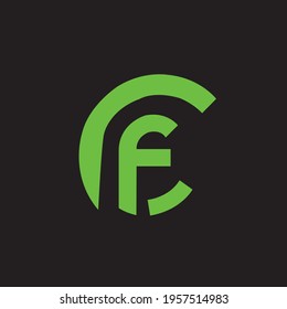 initial letter logo cf, fc, f inside c rounded lowercase white black background