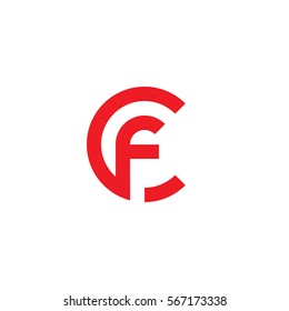 initial letter logo cf, fc, f inside c rounded lowercase red flat