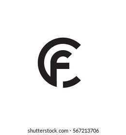 initial letter logo cf, fc, f inside c rounded lowercase black monogram