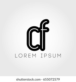 initial letter logo cf outline lowercase black logotype