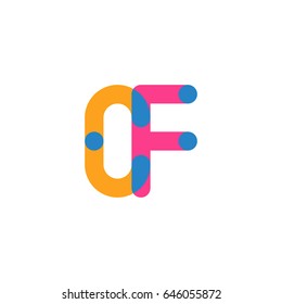 Initial letter logo CF overlapping round line, yellow blue magenta