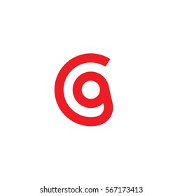 initial letter logo cg, gc, g inside c rounded lowercase red flat