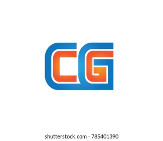 

initial letter logo cg, gc, g inside c rounded lowercase blue orange