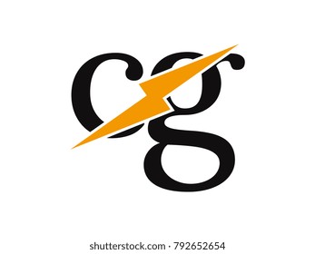 Initial letter logo cg lowercase thunder vector design