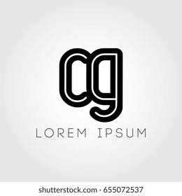 initial letter logo cg outline lowercase black logotype