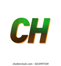 initial letter logo CH colored green and brown with striped composition, Vector logo design template elements for your business or company identity