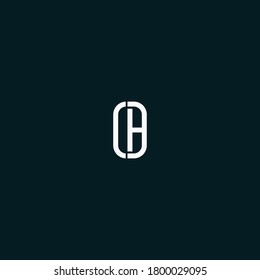 initial letter logo ch, hc, h inside c rounded lowercase green flat