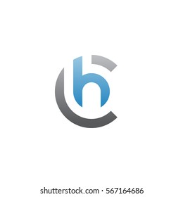 initial letter logo ch, hc, h inside c rounded lowercase blue gray