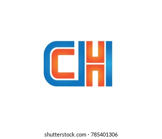 

initial letter logo ch, hc, h inside c rounded lowercase blue orange