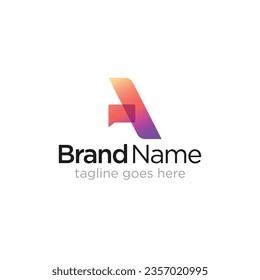 Letra inicial Logo de A con símbolo de chat, mensaje, chat, A, plantilla de logotipo vectorial