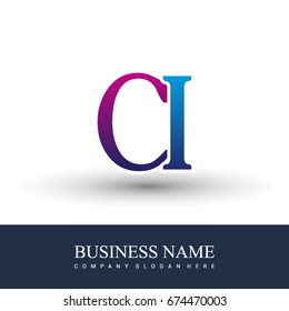initial letter logo CI colored red and blue, Vector logo design template elements for your business or company identity
