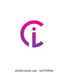 initial letter logo ci, ic, i inside c rounded lowercase purple pink