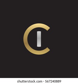 initial letter logo ci, ic, i inside c rounded lowercase logo gold silver