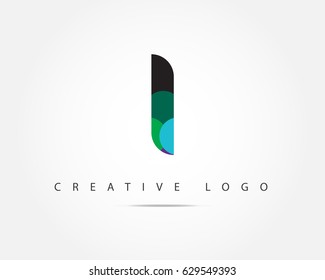 Initial Letter I logo with Circle Colorful