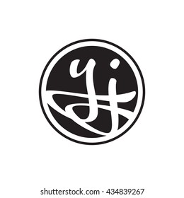initial letter logo circle with ring yj