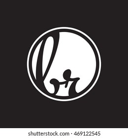 initial letter logo circle with ring white color