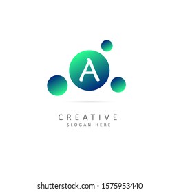 Initial letter a logo with circle shape element, design vector template gradation color