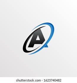 Initial Letter A Logo with Circle Swoosh Element