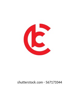 initial letter logo ck, kc, k inside c rounded lowercase red flat