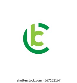 initial letter logo ck, kc, k inside c rounded lowercase green flat
