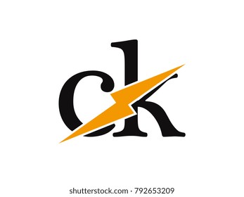 Initial letter logo ck lowercase thunder vector design