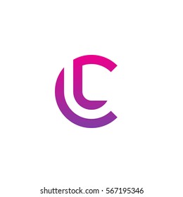 initial letter logo cl, lc, l inside c rounded lowercase purple pink