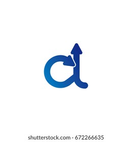 initial letter logo cl, lc, c, l, arrow rounded lowercase blue