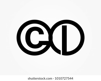 Initial letter logo cl lowercase related in circles black