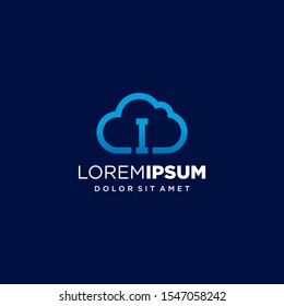 Initial Letter I Logo with Cloud Element