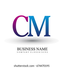 initial letter logo CM colored red and blue, Vector logo design template elements for your business or company identity