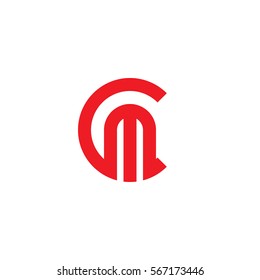 initial letter logo cm, mc, m inside c rounded lowercase red flat