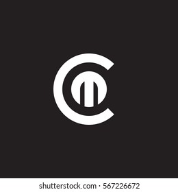 initial letter logo cm, mc, m inside c rounded lowercase white black background