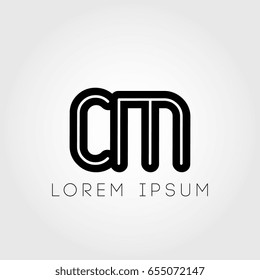 initial letter logo cm outline lowercase black logotype