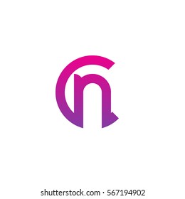 initial letter logo cn, nc, n inside c rounded lowercase purple pink