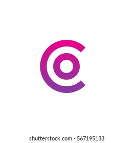 initial letter logo co, oc, o inside c rounded lowercase purple pink