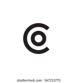 initial letter logo co, oc, o inside c rounded lowercase black monogram