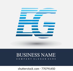 initial letter logo EG colored blue with striped compotition, Vector logo design template elements for your business or company identity
