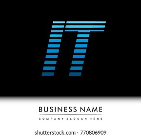 initial letter logo IT colored blue with striped compotition, Vector logo design template elements for your business or company identity
