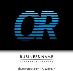 initial letter logo OR colored blue with striped compotition, Vector logo design template elements for your business or company identity
