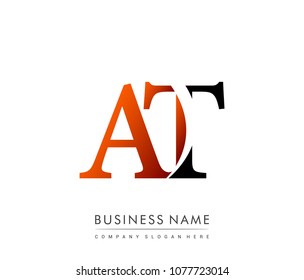 initial letter logo AT colored red and black, Vector logo design template elements for your business or company identity
